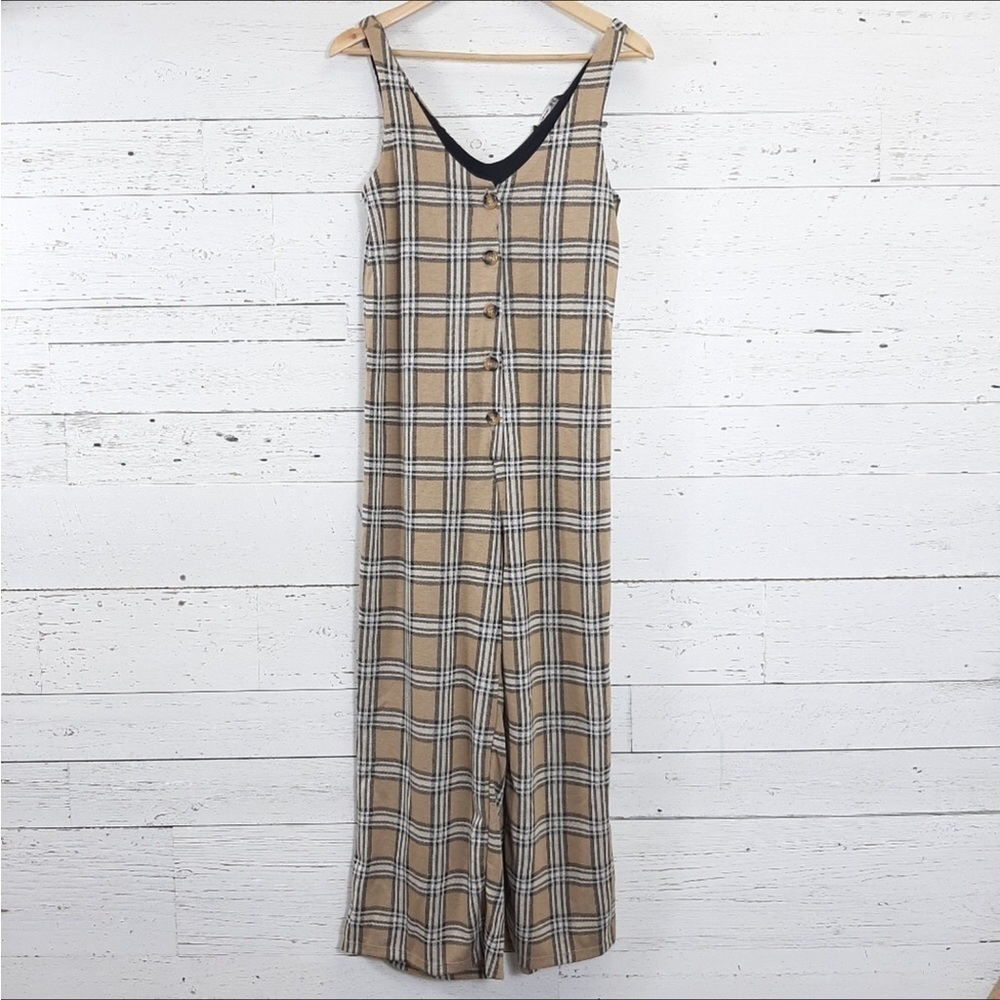 Stradivarius Plaid Cropped Jumpsuit Rompers Wide Leg Size Small​​